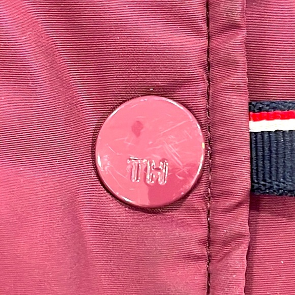 Tommy Hilfiger Burgandy Puffer Long Jacket Coat Detachable Faux Fur Hoodie M - Picture 10 of 15